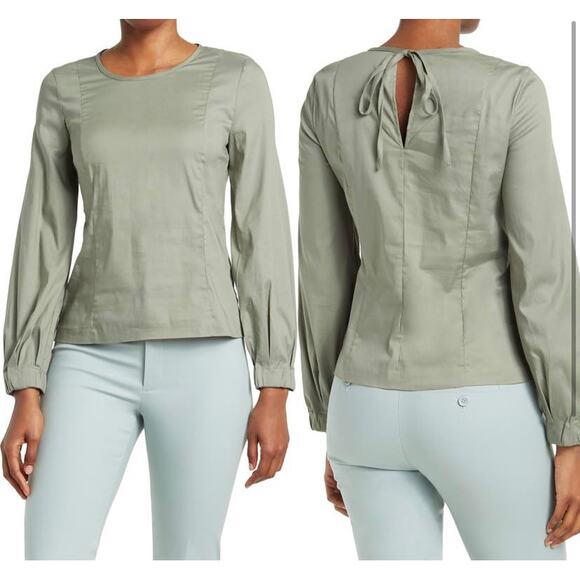 CLUB MONACO TIE NECK BALLOON SLEEVE TOP NWT SIZE 0 - Picture 1 of 8